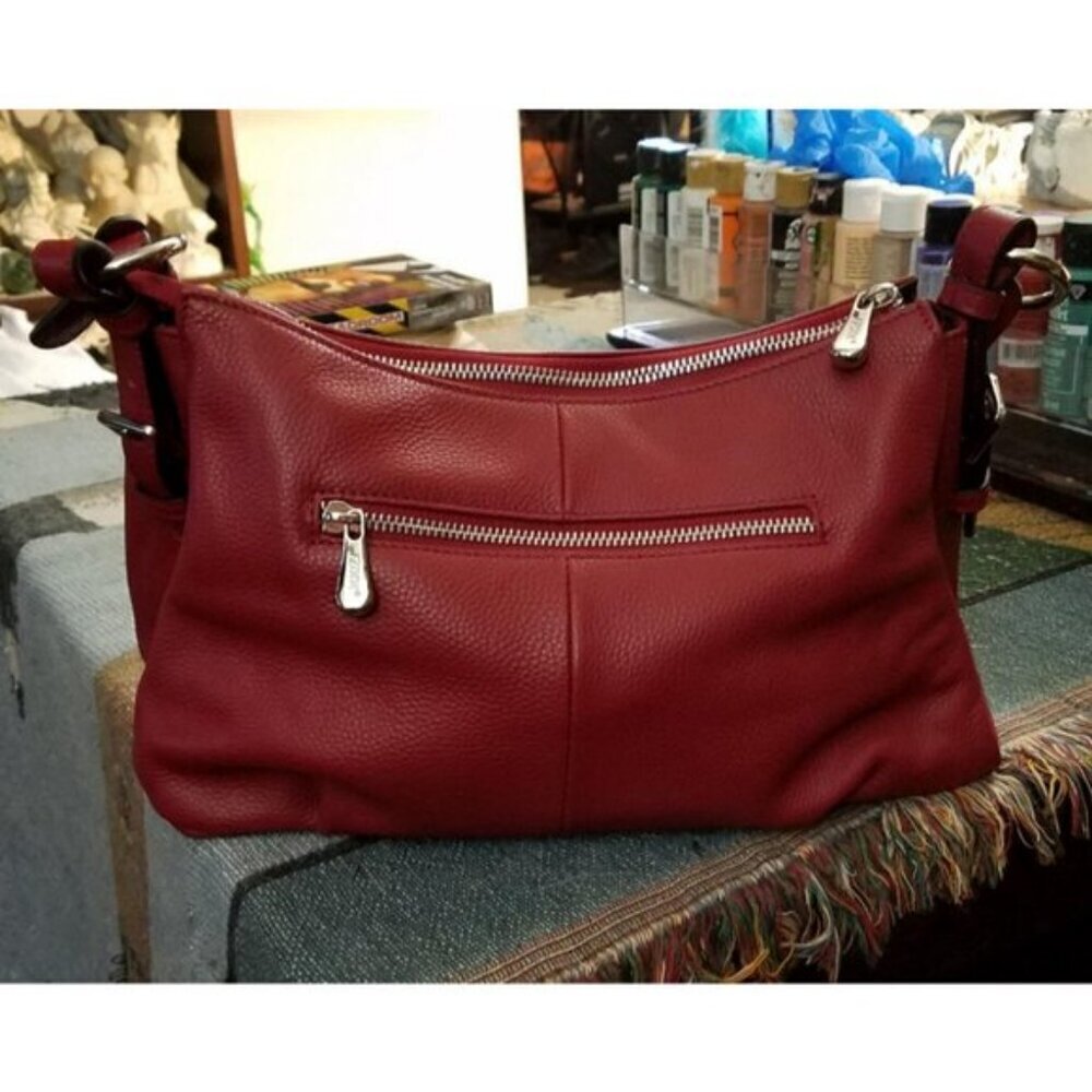 🆕Womens Wine Genuine Leather Shoulder Bag Top Handle Handbag Ladies Purses - Picture 4 of 11